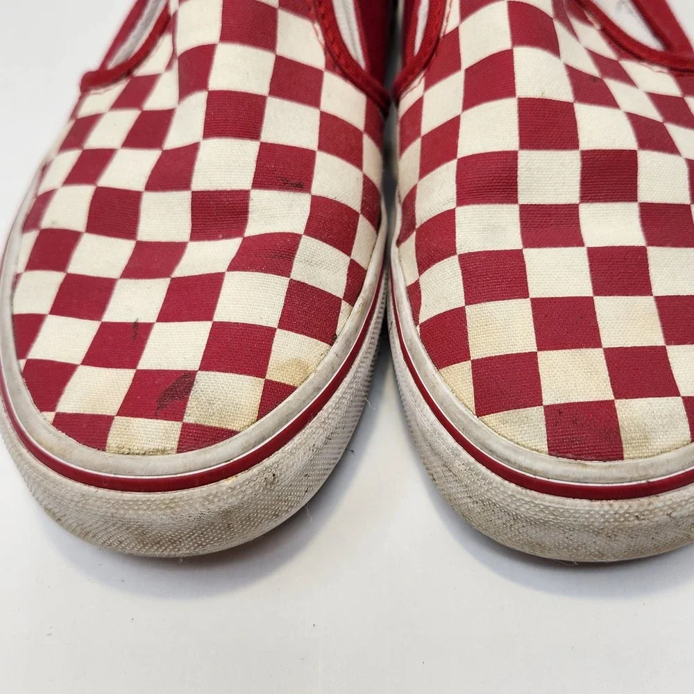 Vans Red and White Checkered Athletic Shoes - Picture 5 of 10